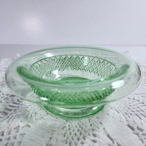 Vintage Green Bowl Depression Glass Small Dish Diamond Point Design